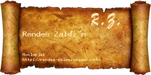 Rendes Zalán névjegykártya